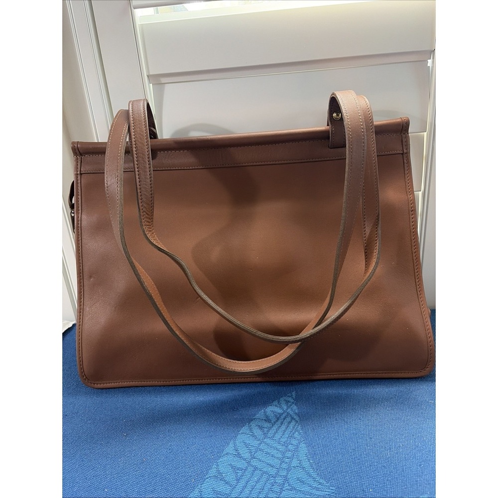 Jack Georges Vintage Dowel Tote Bag Brief Leather Briefcase Unisex Brown USA
